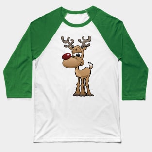 Cute Christmas Reindeer Cartoon Baseball T-Shirt